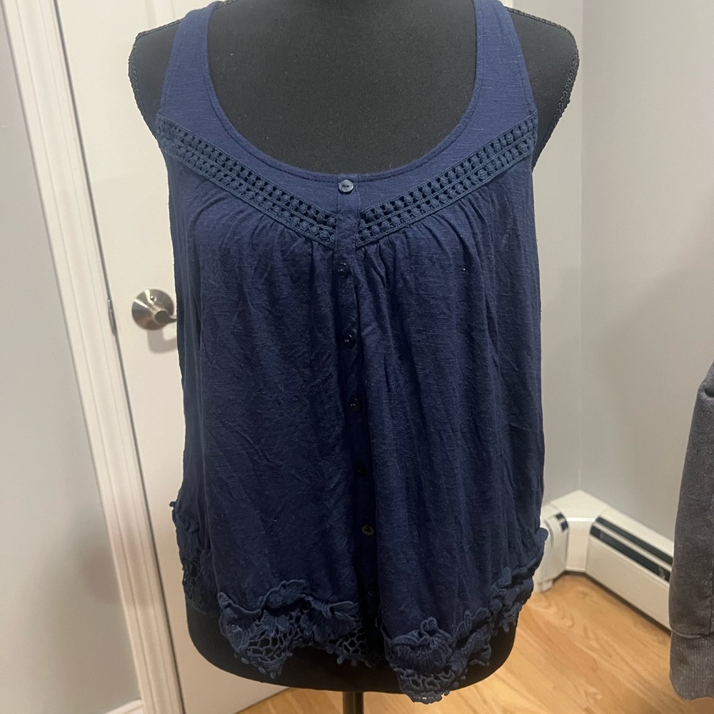 aeropostal lace detail tank top button details